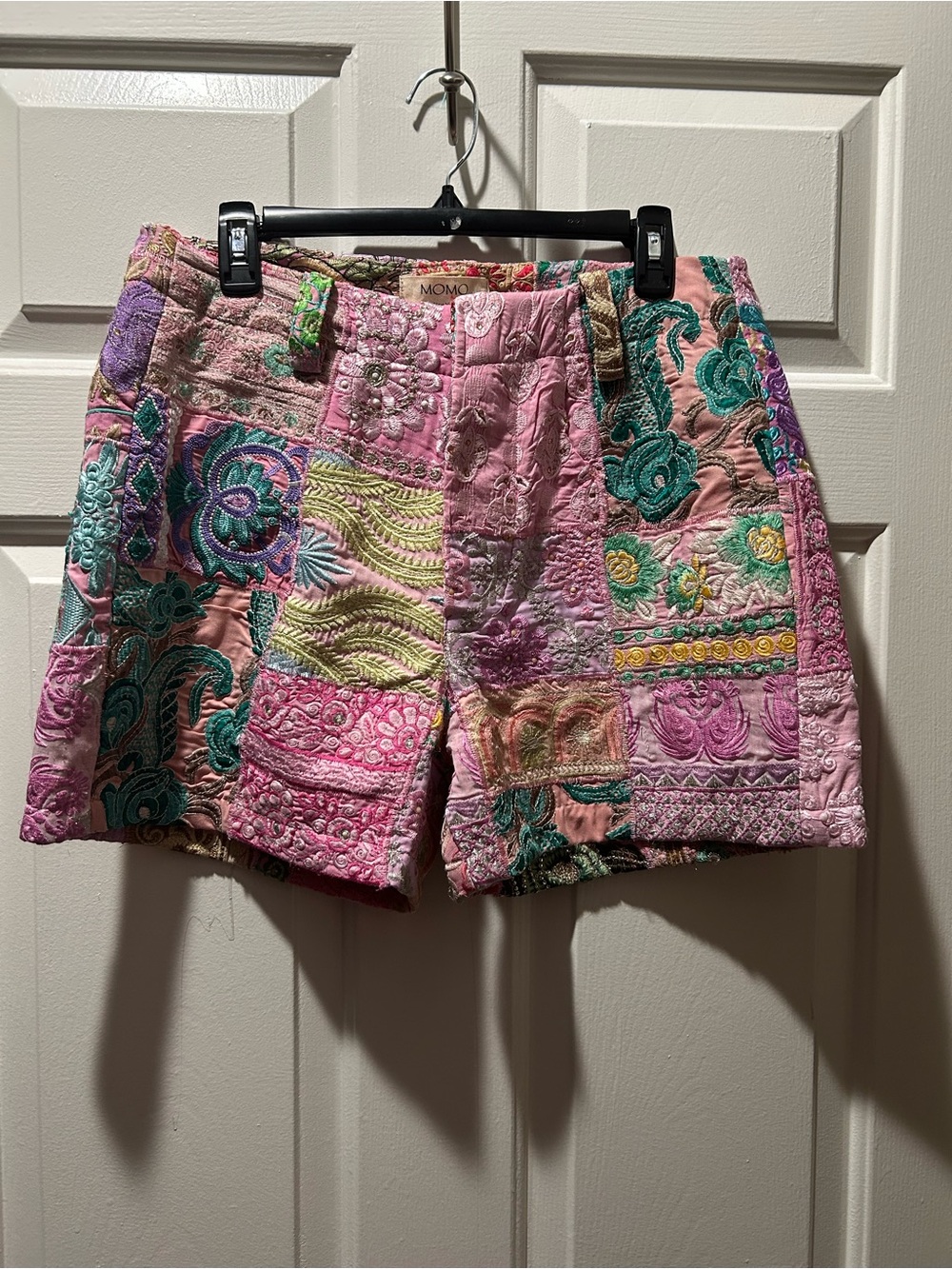 MOMO New York x Free People Embroidered Patchwork Pink Women’s Shorts Size Large